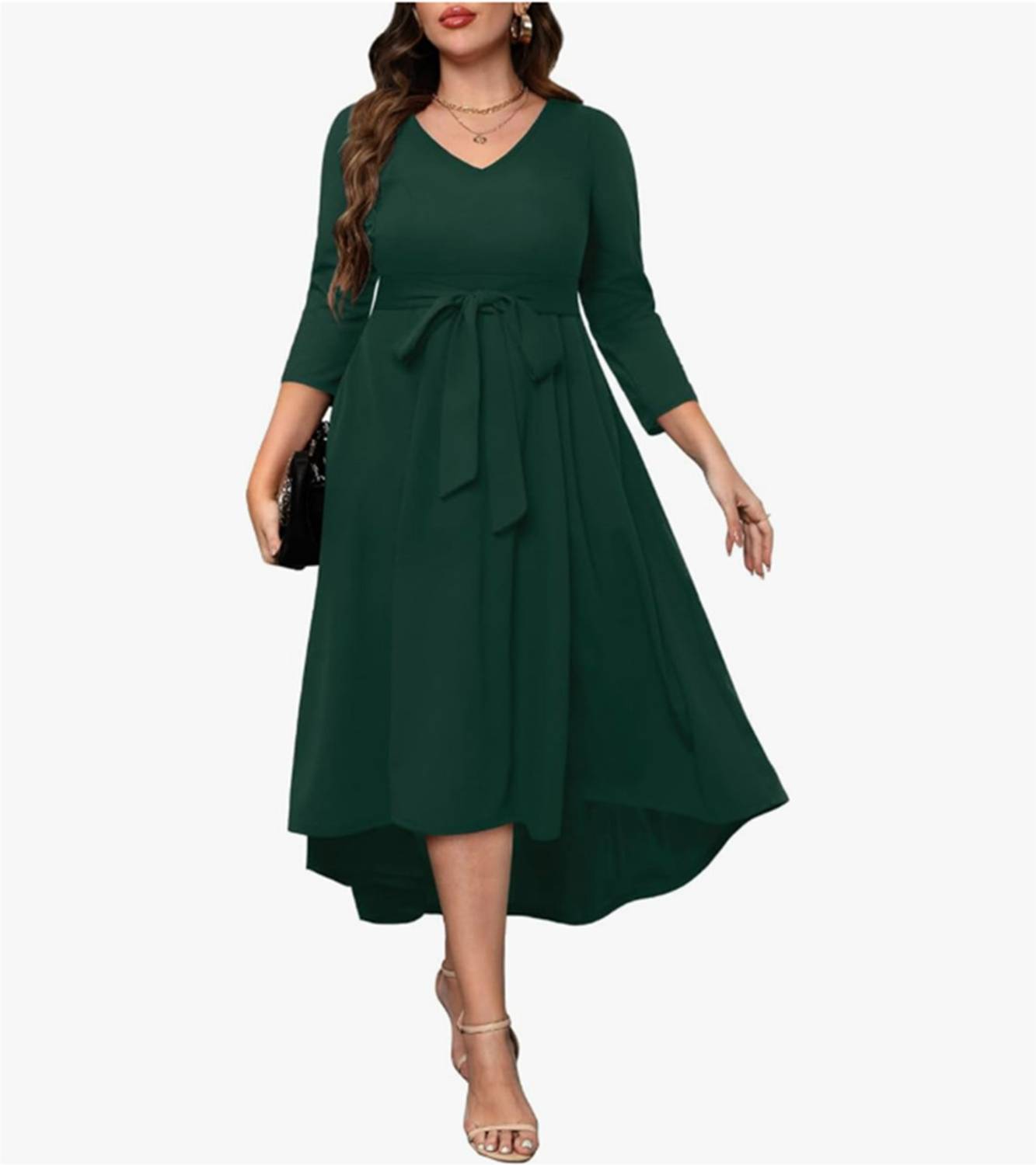 C4D Women Fit and Flare Dark Green Midi/Calf Length Dress