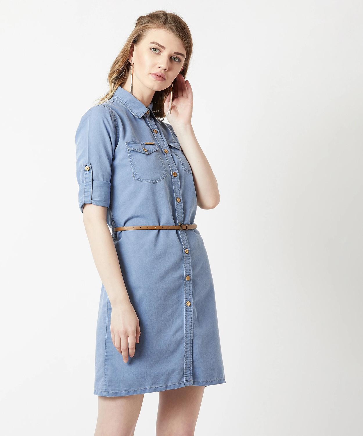 Image of Miss Chase Women A-line Blue Mini /Short Dress