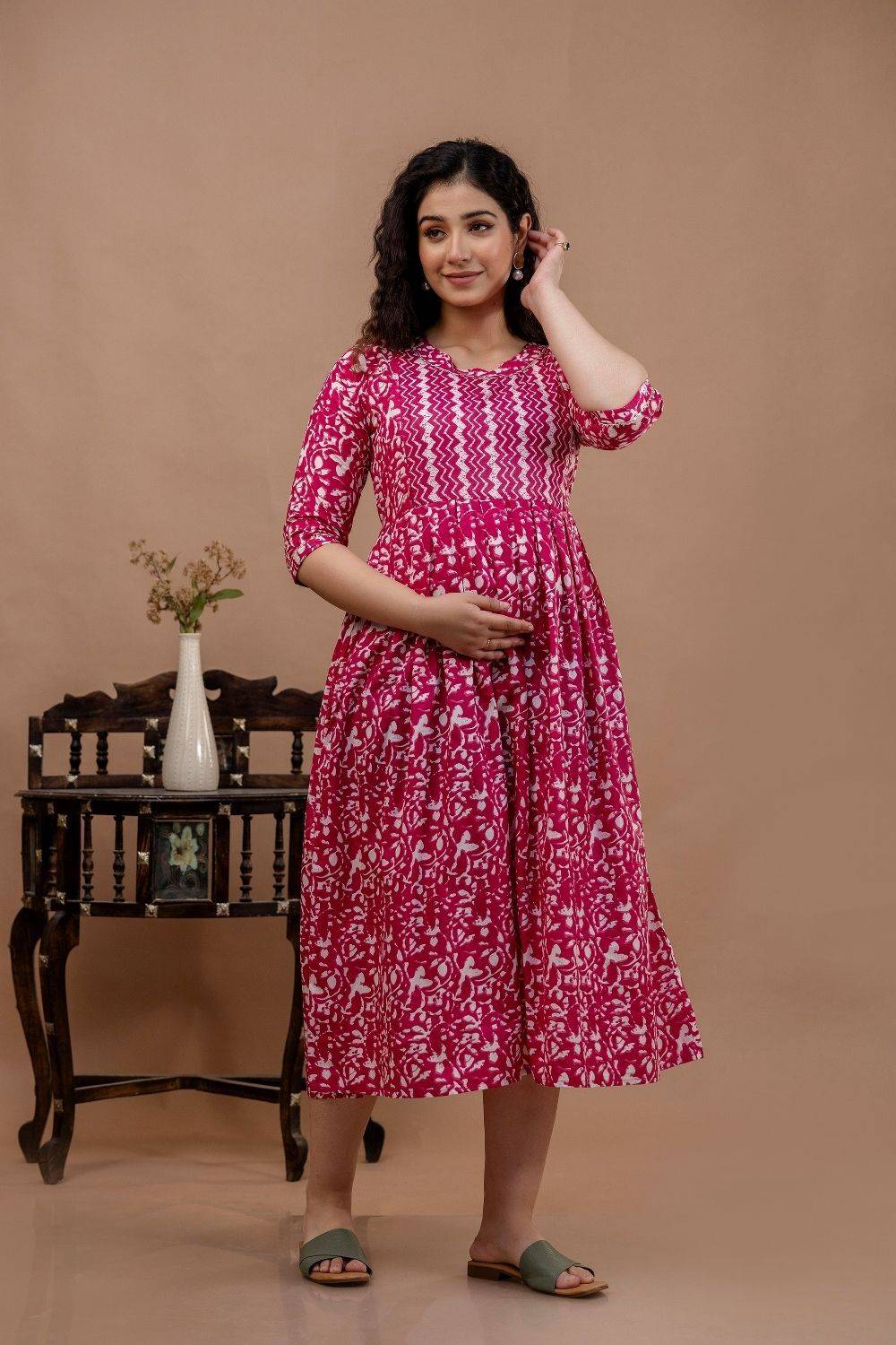 Clothska Khajanas Women A-line Multicolor Midi/Calf Length Dress