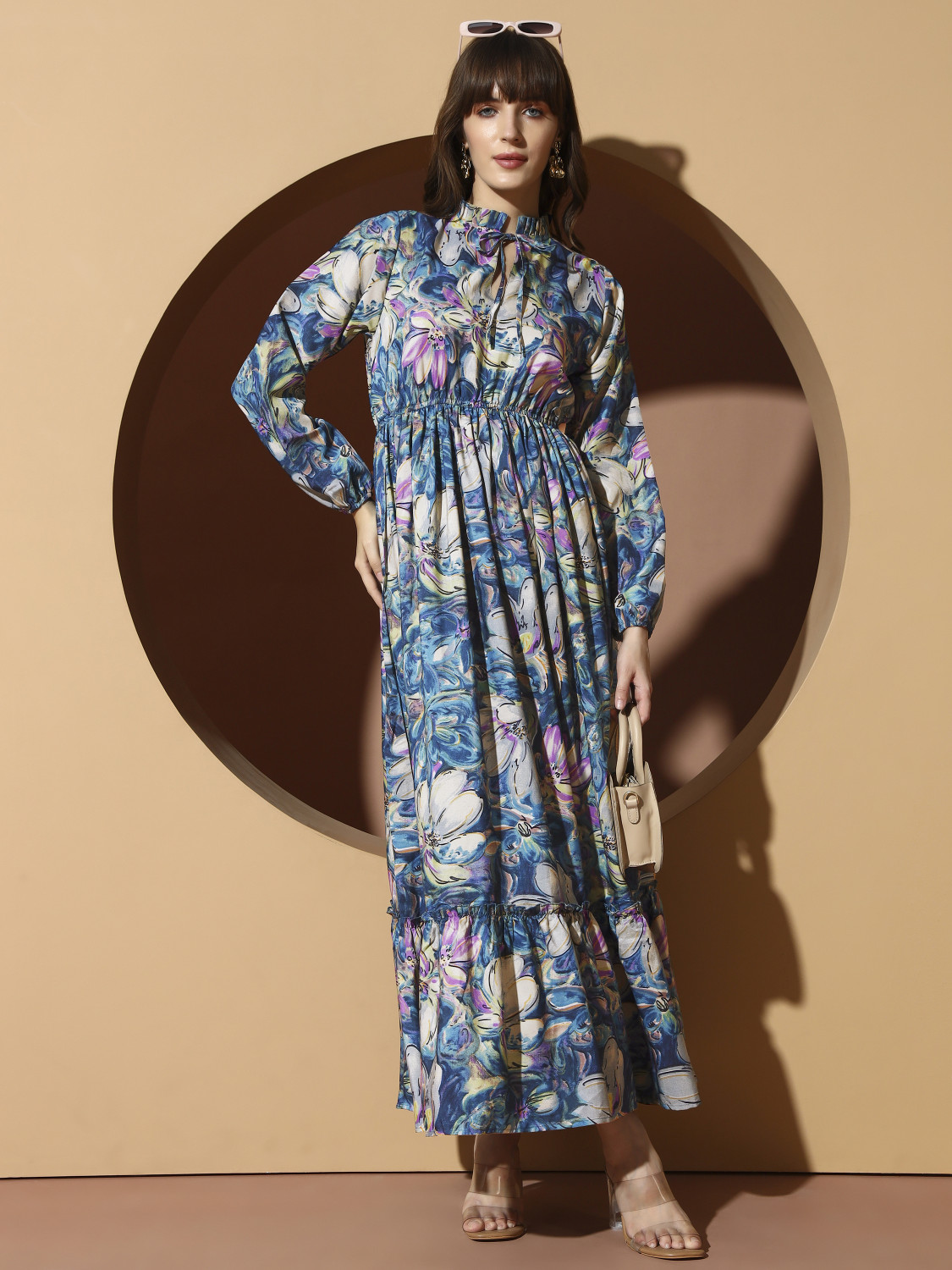 Image of METRONAUT Women A-line Multicolor Maxi /Full Length Dress