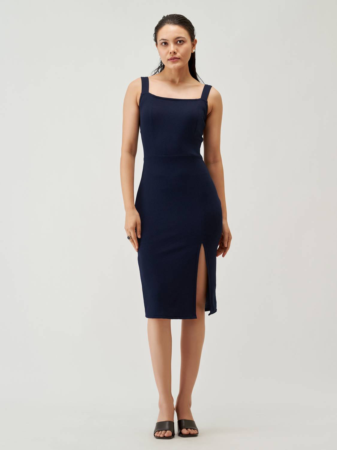 AASK Women Bodycon Dark Blue Knee Length Dress