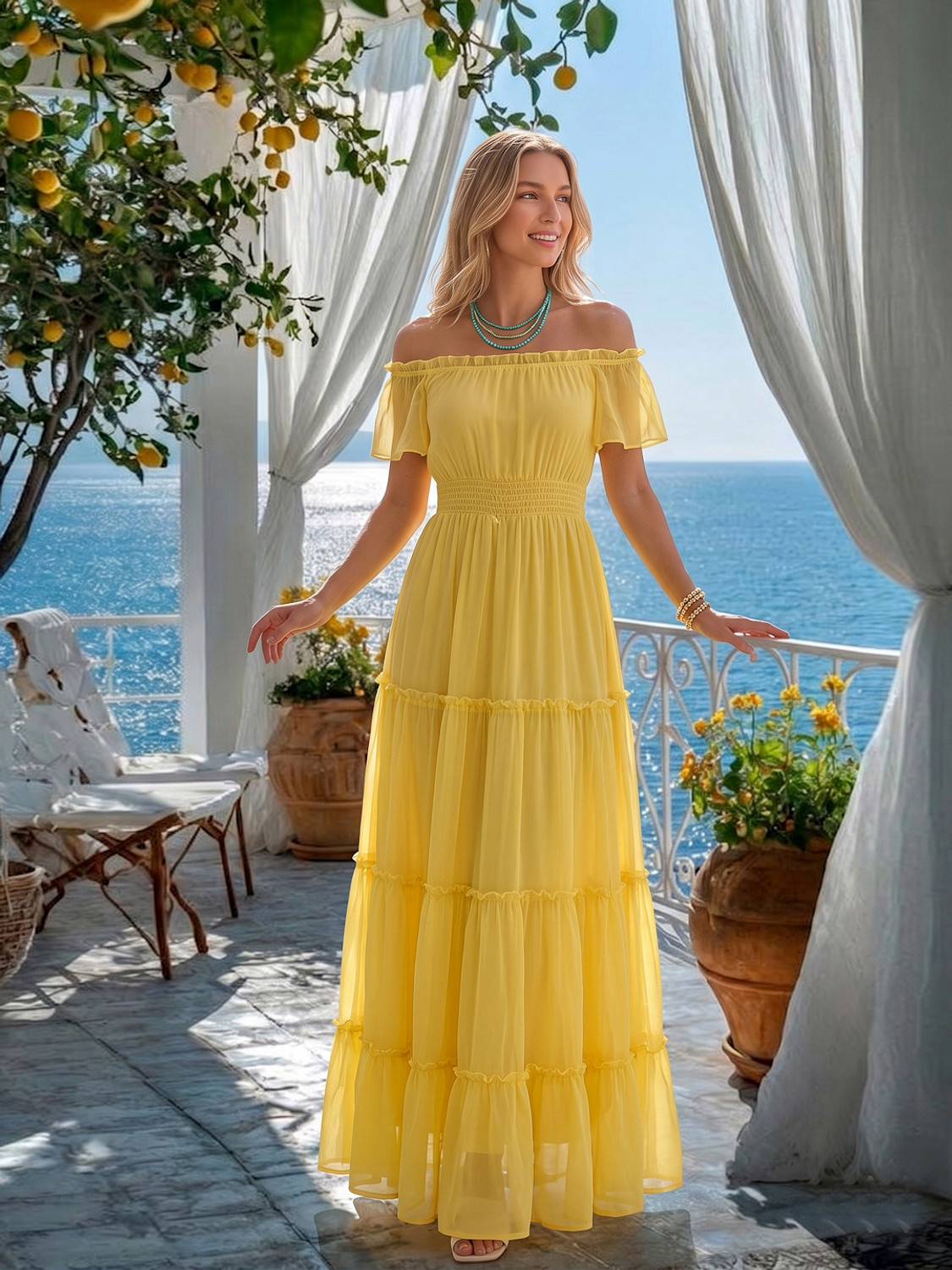 Image of AAYU Women Maxi Yellow Full Length Dress