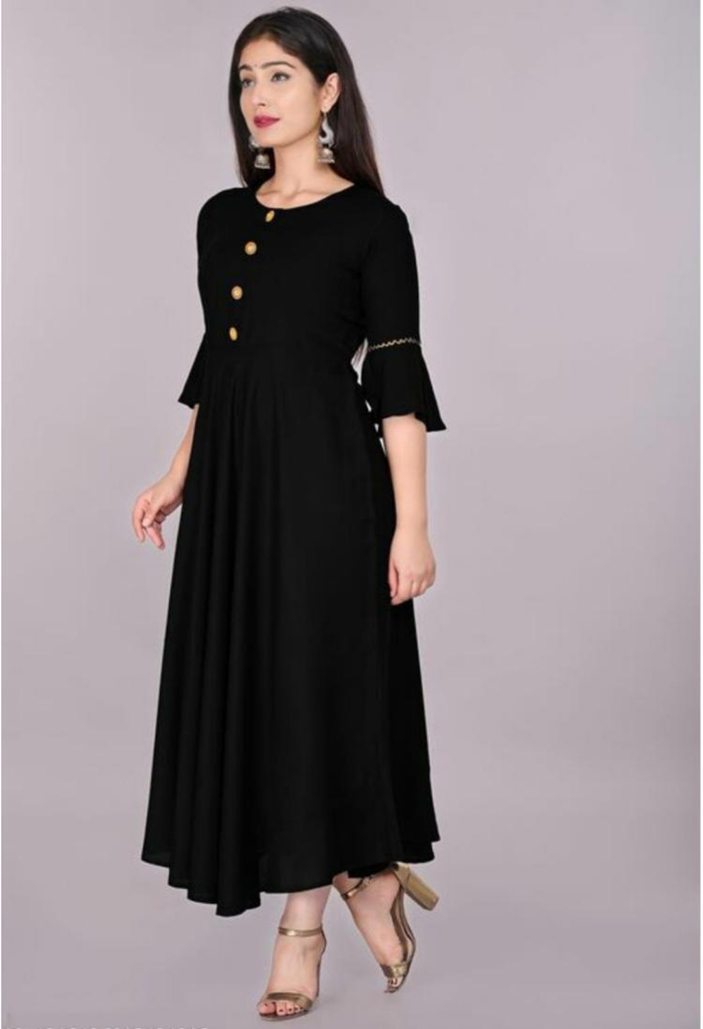 Image of Alastar Women A-line Black Midi /Calf Length Dress