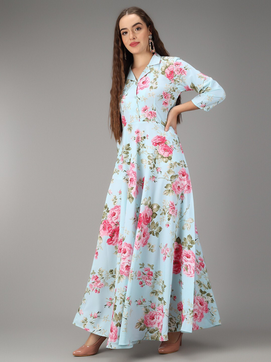 Image of Rudraaksha Women A-line Multicolor Maxi /Full Length Dress