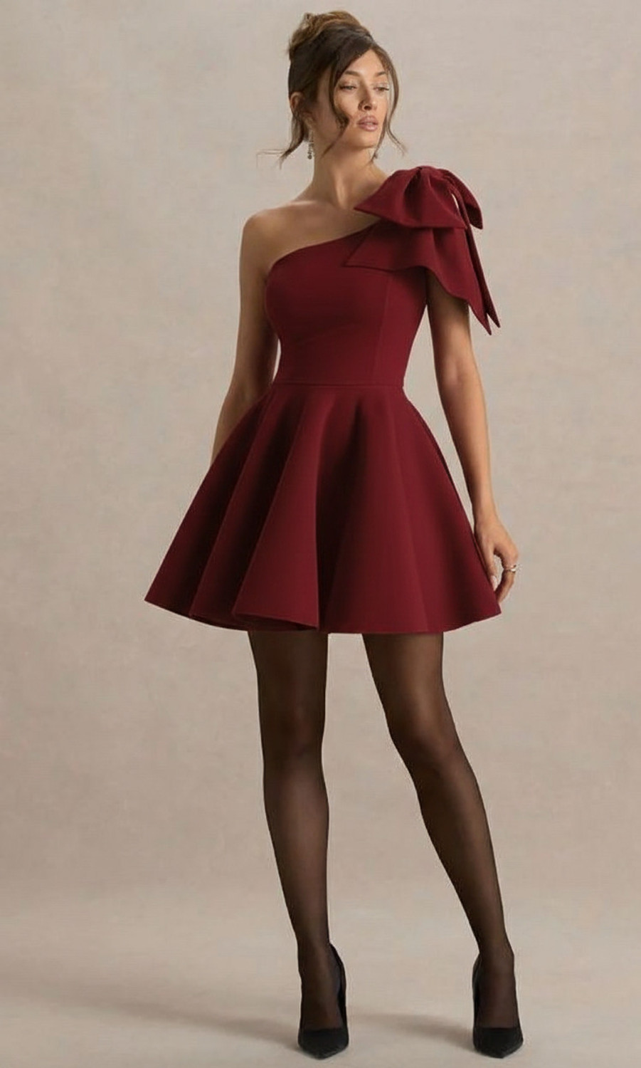 Image of Fashion Street London Women Fit and Flare Maroon Mini /Short Dress
