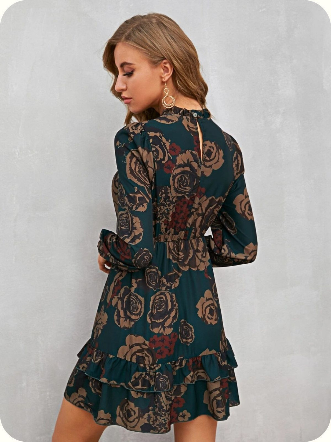 Image of Leriya Fashion Women Skater Dark Green Above Knee /Mid Thigh Length Dress