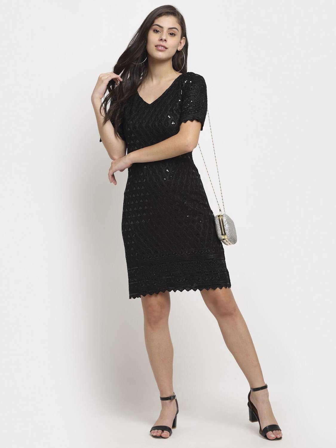 BRINNS Women A-line Black Above Knee/Mid Thigh Length Dress