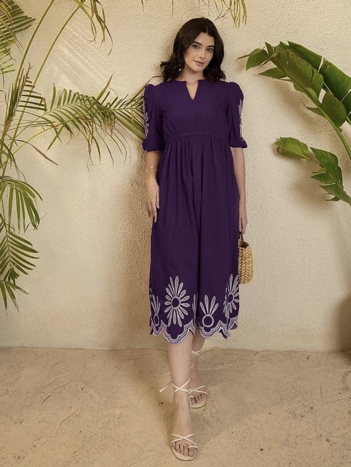 Image of tckty Women Maxi Purple Midi /Calf Length Dress