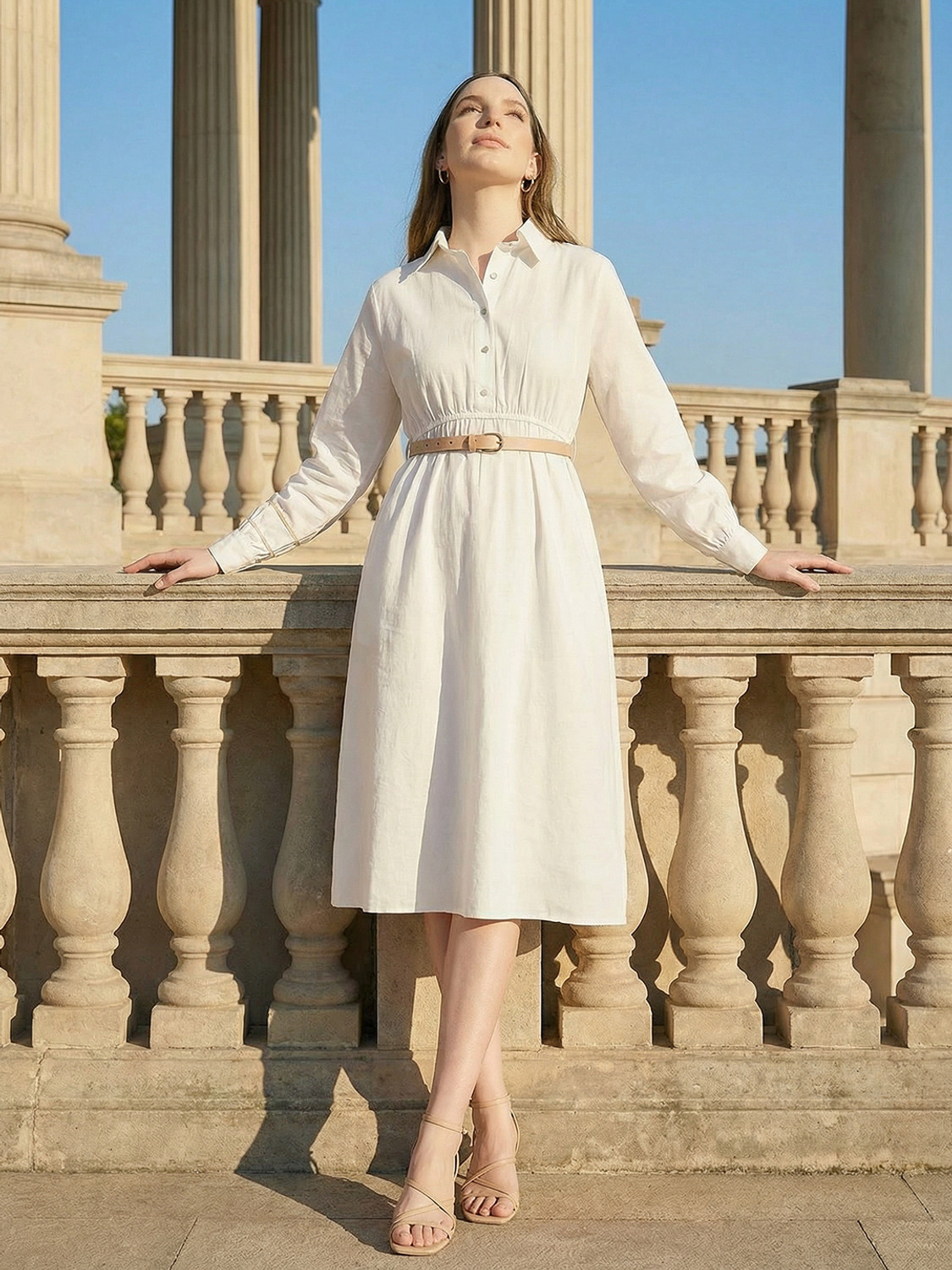 Image of ZUMMER Women Shirt White Midi /Calf Length Dress