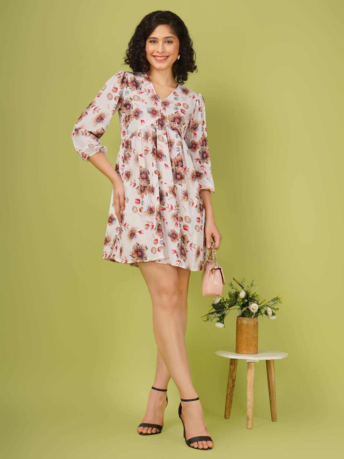CELEBRAVO Women Fit and Flare White Mini/Short Dress