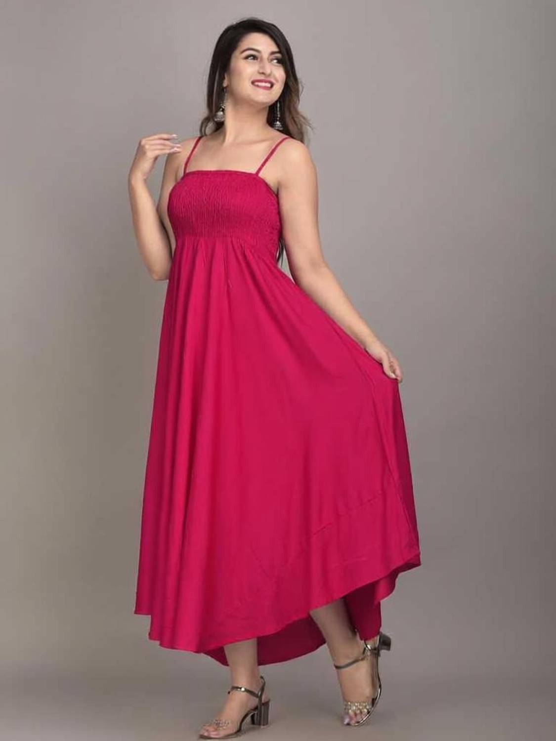 GHK FASHION Women Maxi Pink Full Length Dress