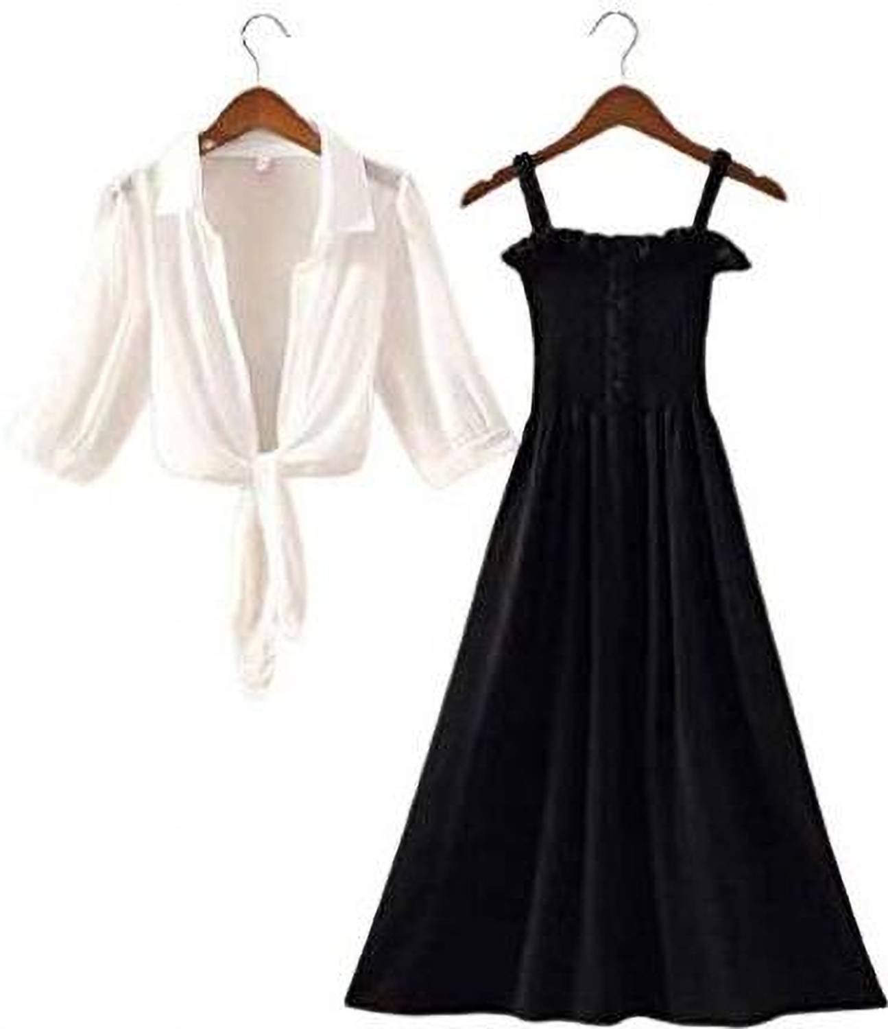 Ethnichouse Women A-line Black Knee Length Dress