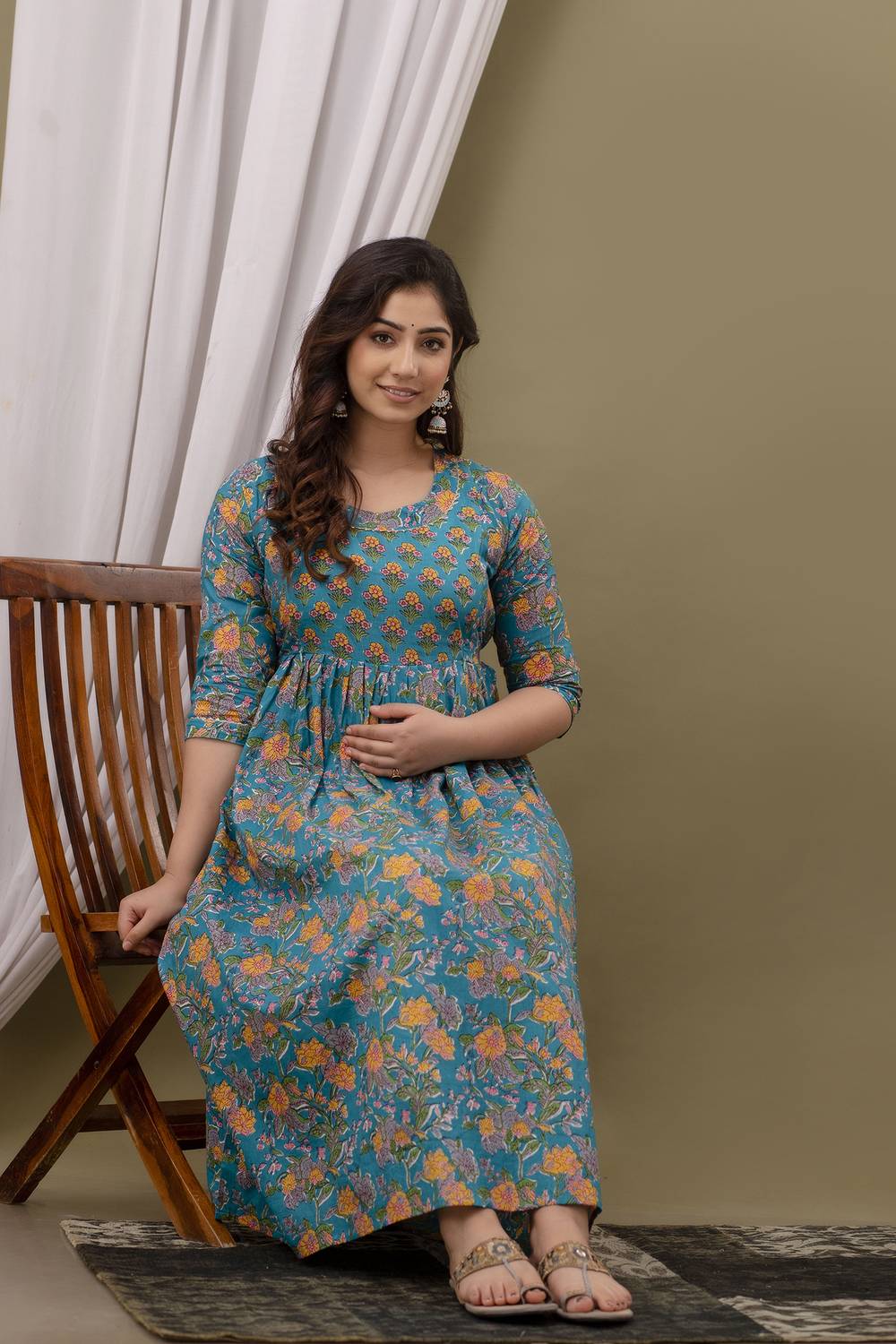 Akshara Fashion Women Fit and Flare Green Midi/Calf Length Dress