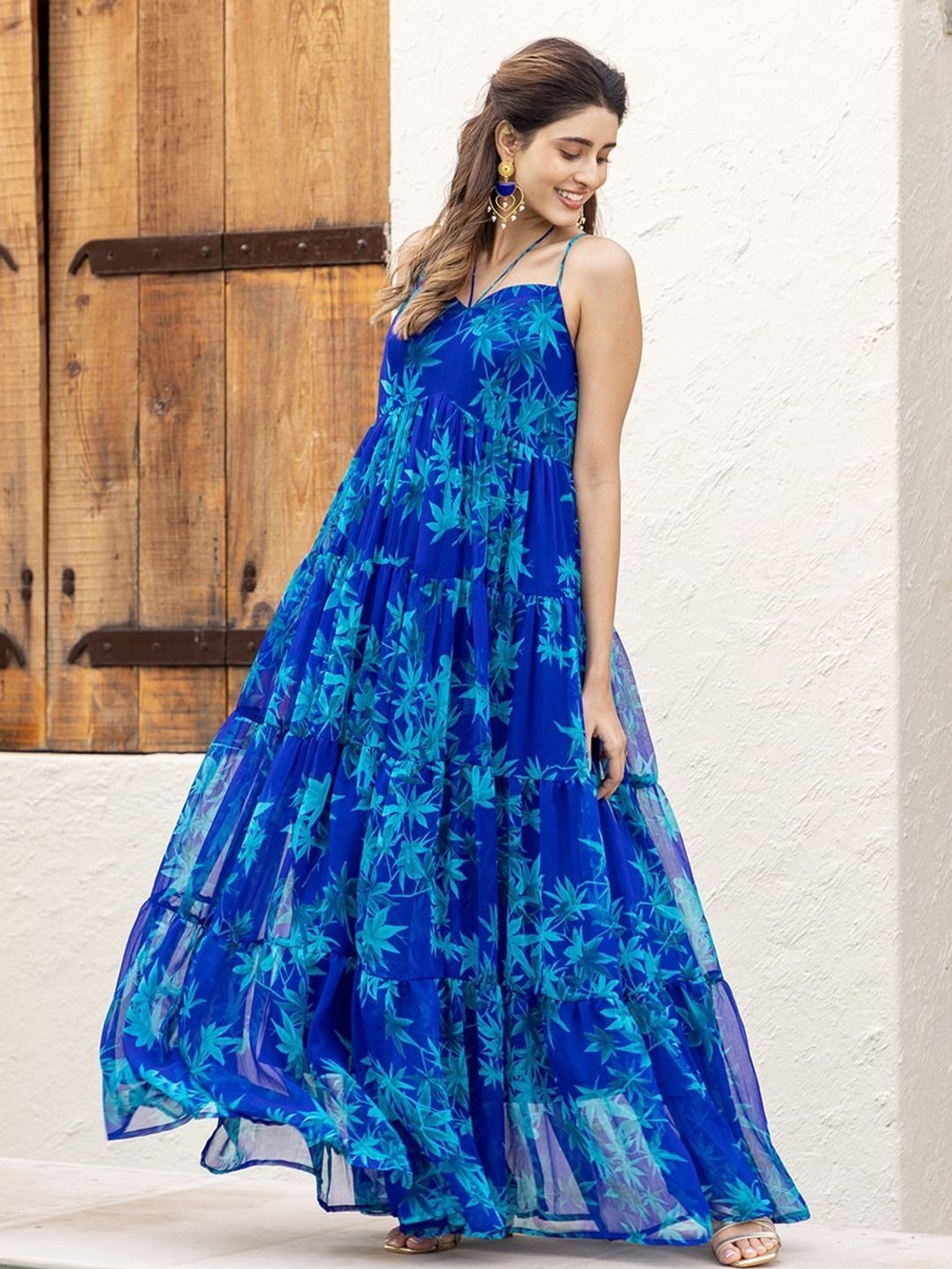 Image of Estela Women Maxi Blue Full Length Dress