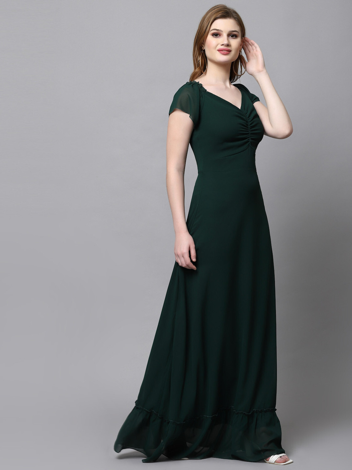 Image of METRONAUT Women Maxi Green Full Length Dress