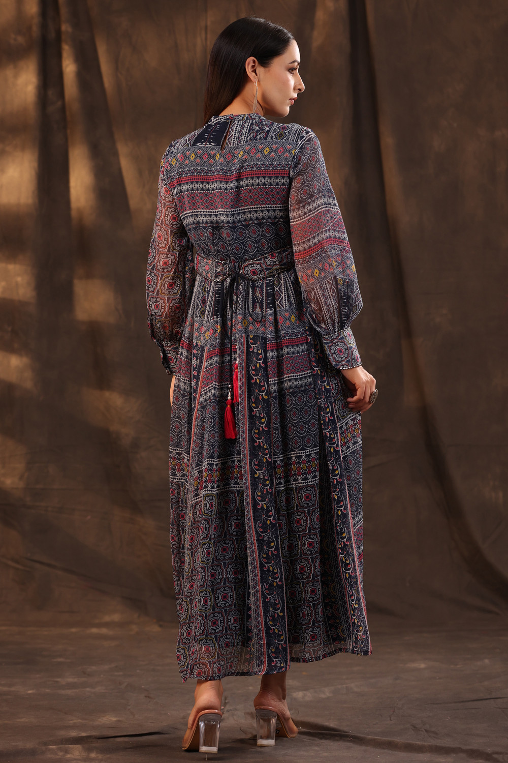 Image of Juniper Women Tiered Black Ankle Length Dress