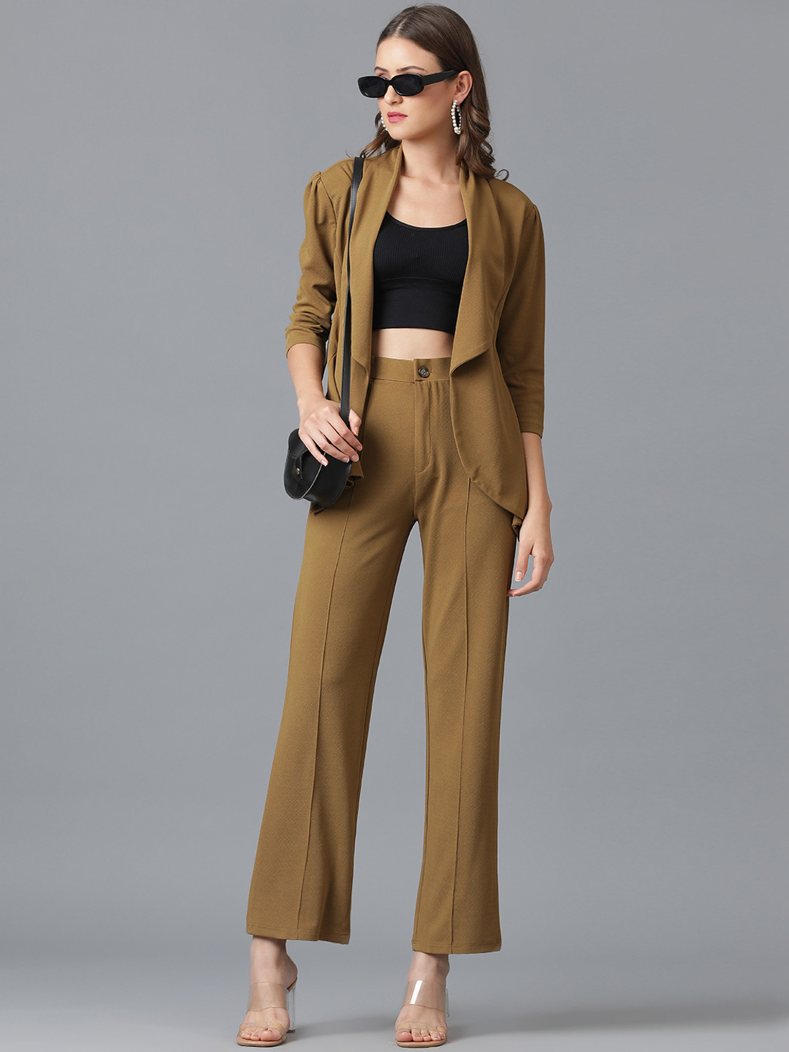 Image of KOTTY 2 Pc Coat Set (Blazer&Pant) Solid Women Suit
