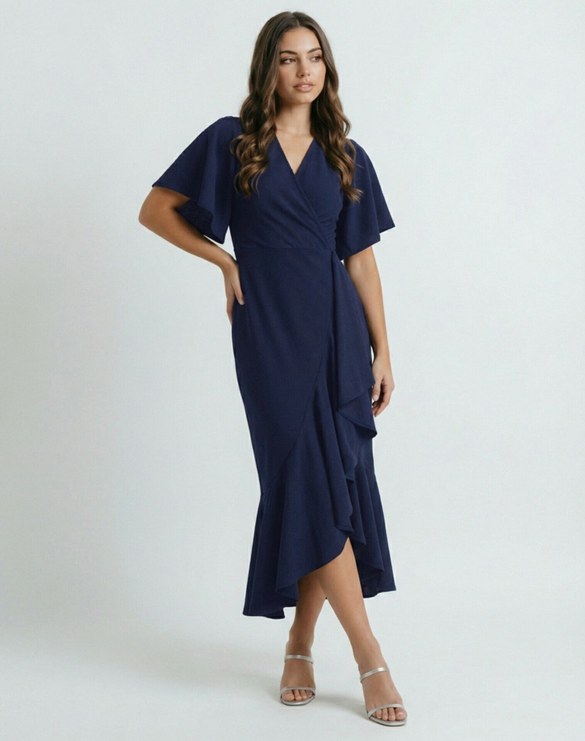 Selvia Women Fit and Flare Blue Ankle Length Dress