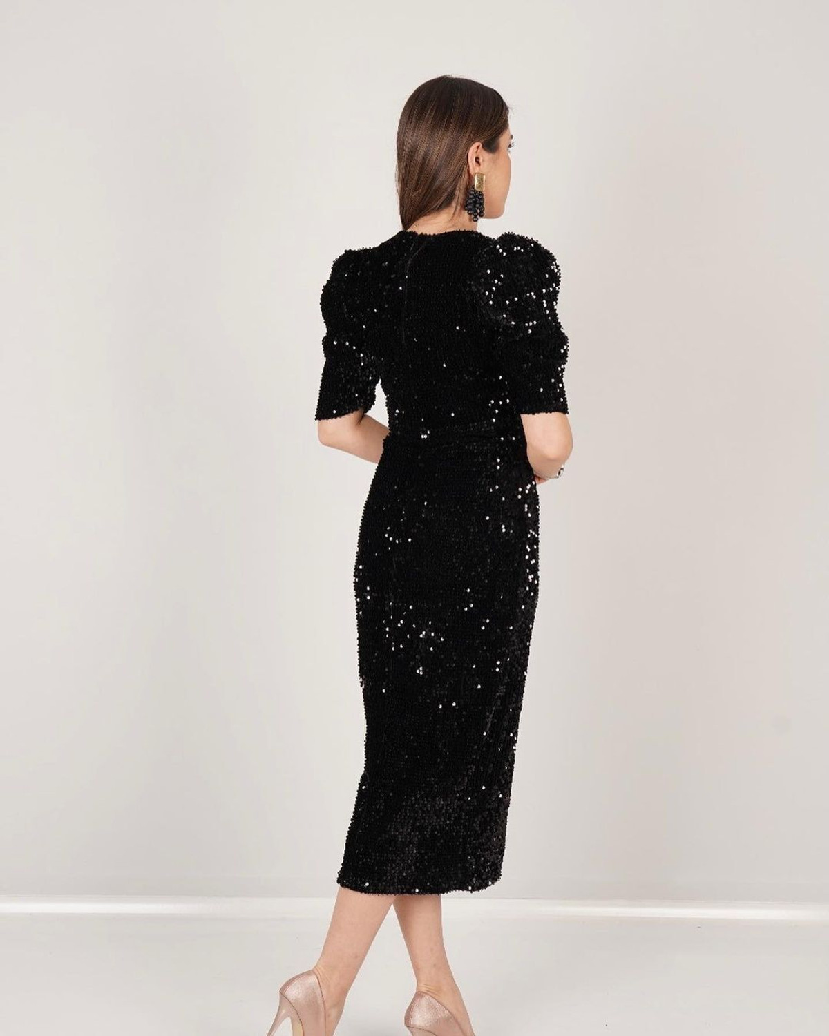 Image of WAZIX Clothing Women Bodycon Black Midi /Calf Length Dress