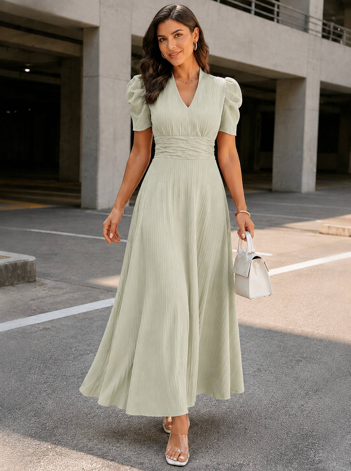 METRONAUT Women A-line Beige Ankle Length Dress