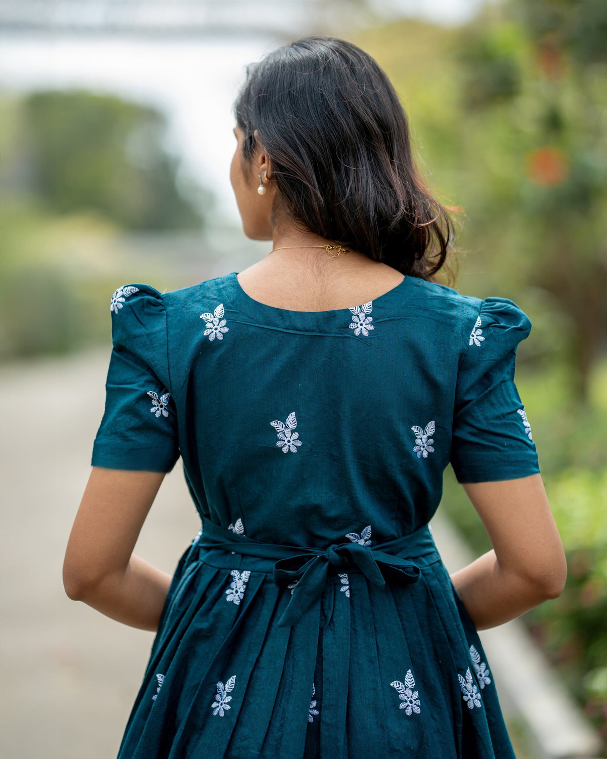Image of zoentik enterprise Women Fit and Flare Blue Midi /Calf Length Dress