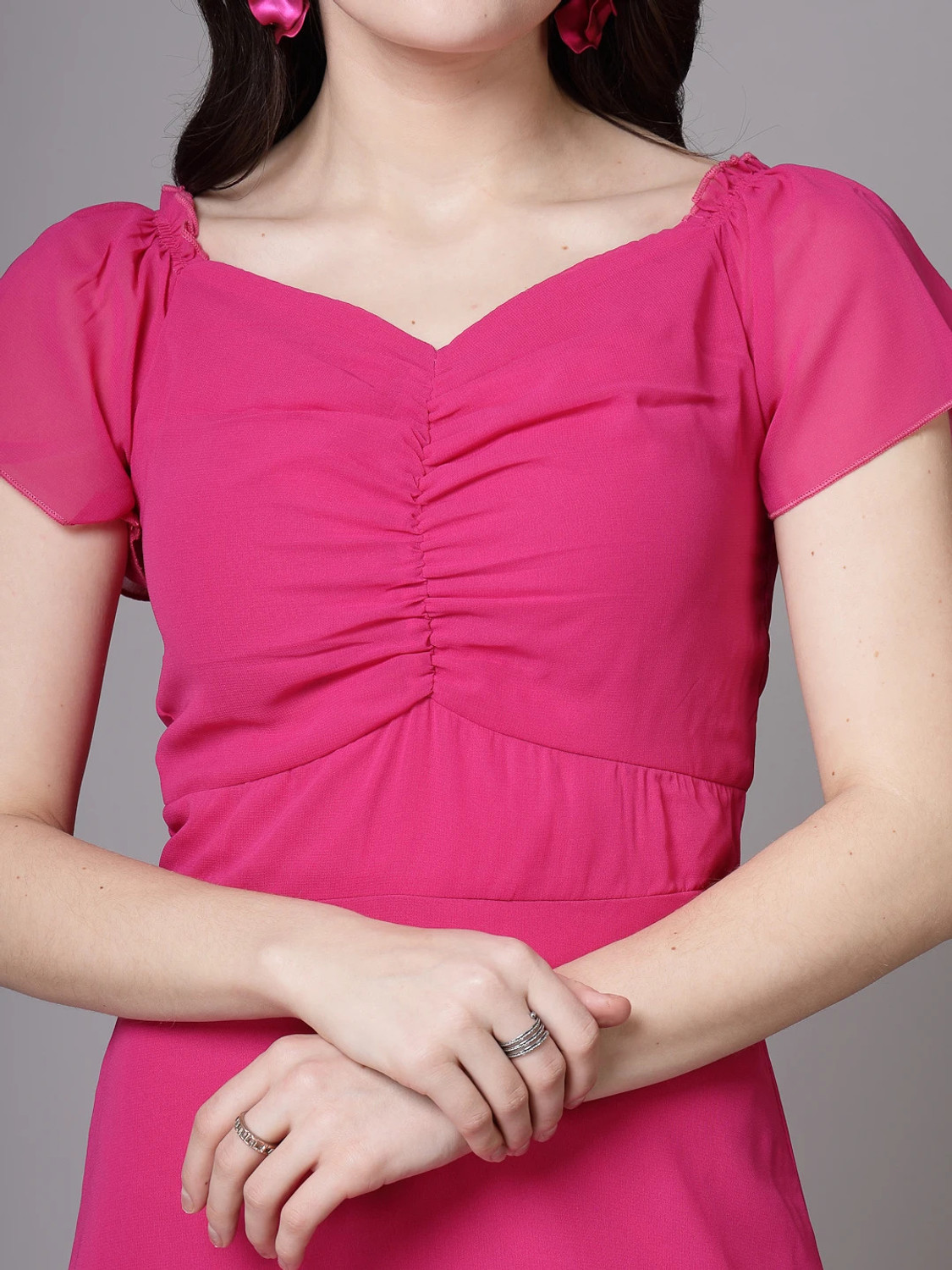 Image of METRONAUT Women Maxi Pink Full Length Dress