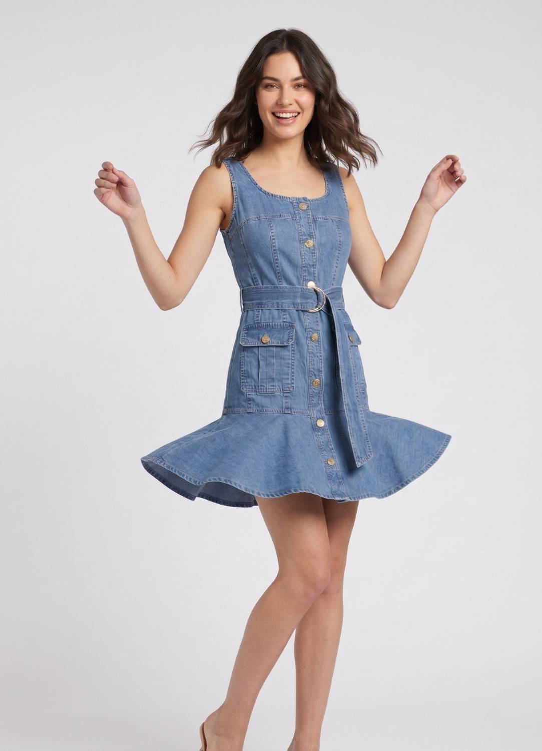7OUNCE Women Fit and Flare Blue Above Knee/Mid Thigh Length Dress