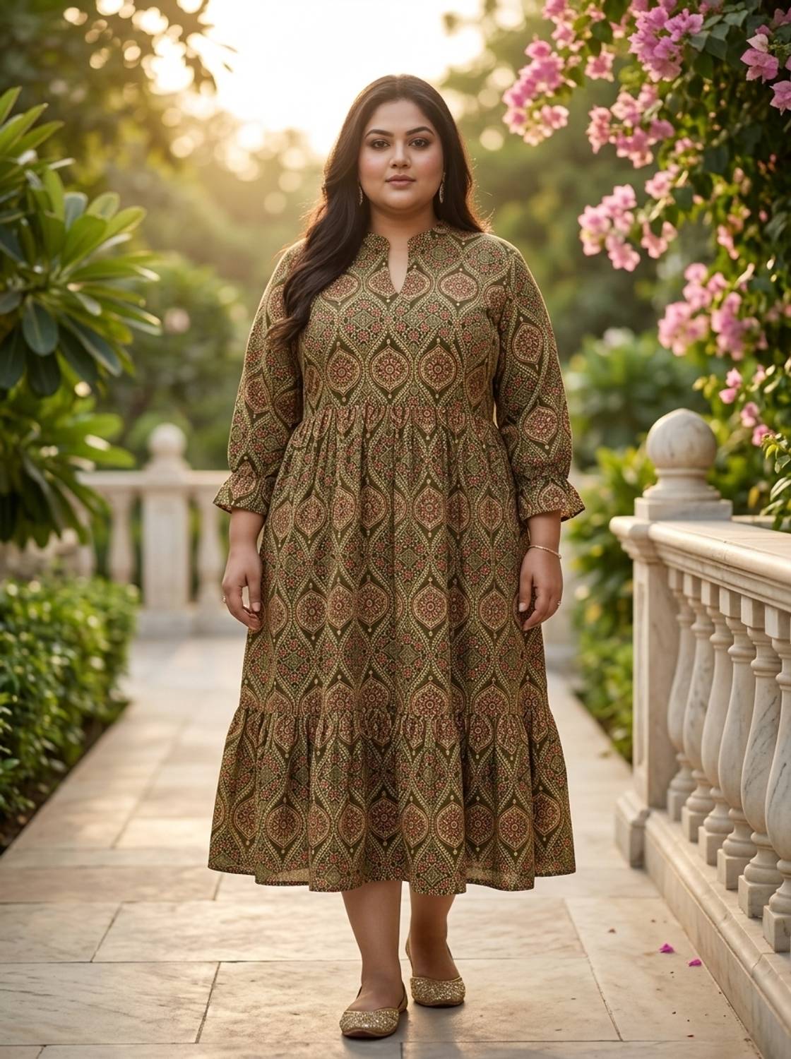 Swasti Women Fit and Flare Green Midi/Calf Length Dress