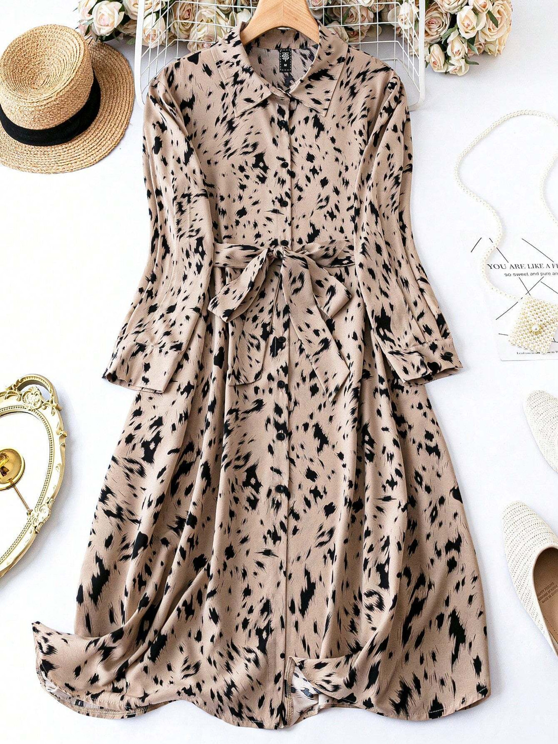 Honky Tonky Women Shirt Brown Midi/Calf Length Dress