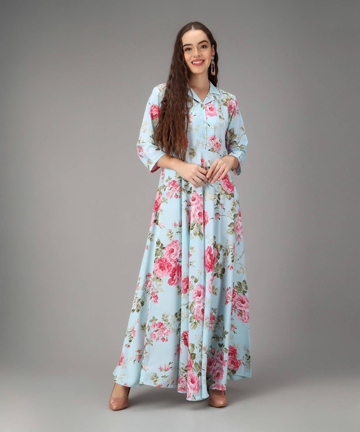 Image of Rudraaksha Women A-line Multicolor Maxi /Full Length Dress