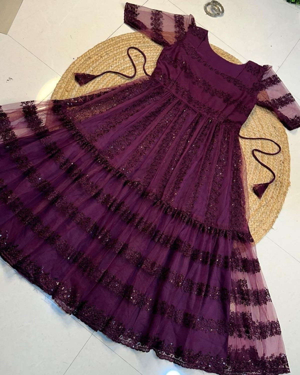 Image of Tantukriti Women Fit and Flare Maroon Midi /Calf Length Dress