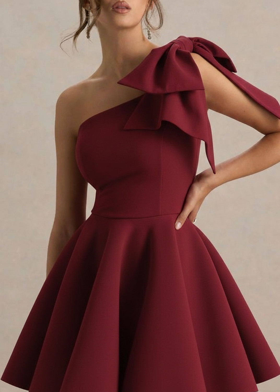 Image of Fashion Street London Women Fit and Flare Maroon Mini /Short Dress