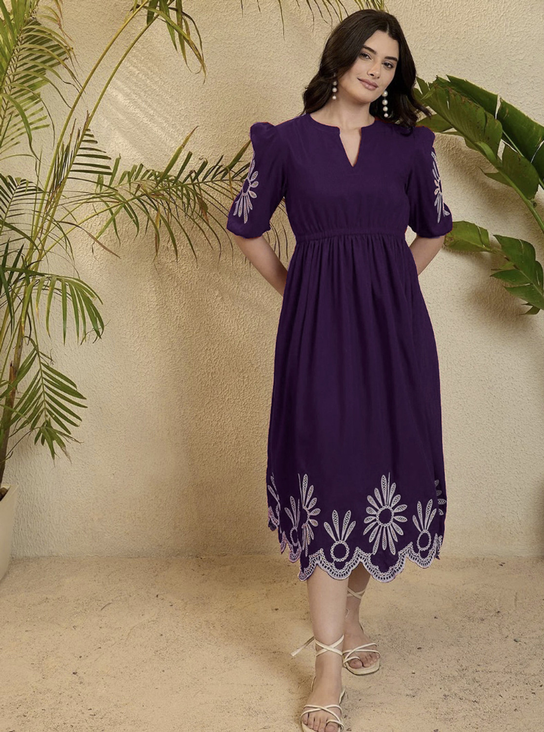 Image of tckty Women Maxi Purple Midi /Calf Length Dress