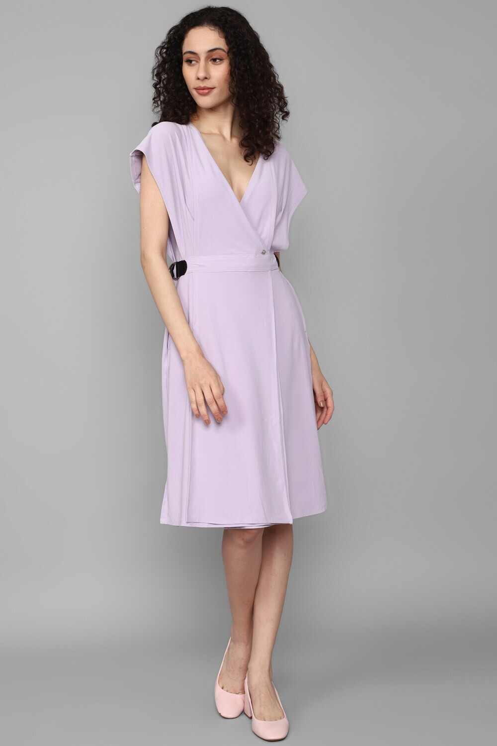 Image of Allen Solly Women A-line Purple Knee Length Dress