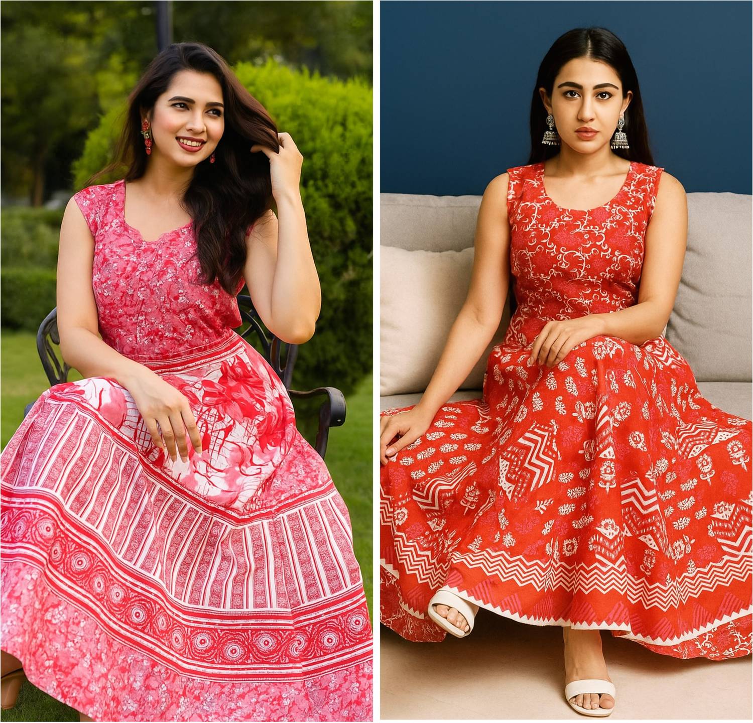 AALIVAAS Women Fit and Flare Red Maxi/Full Length Dress