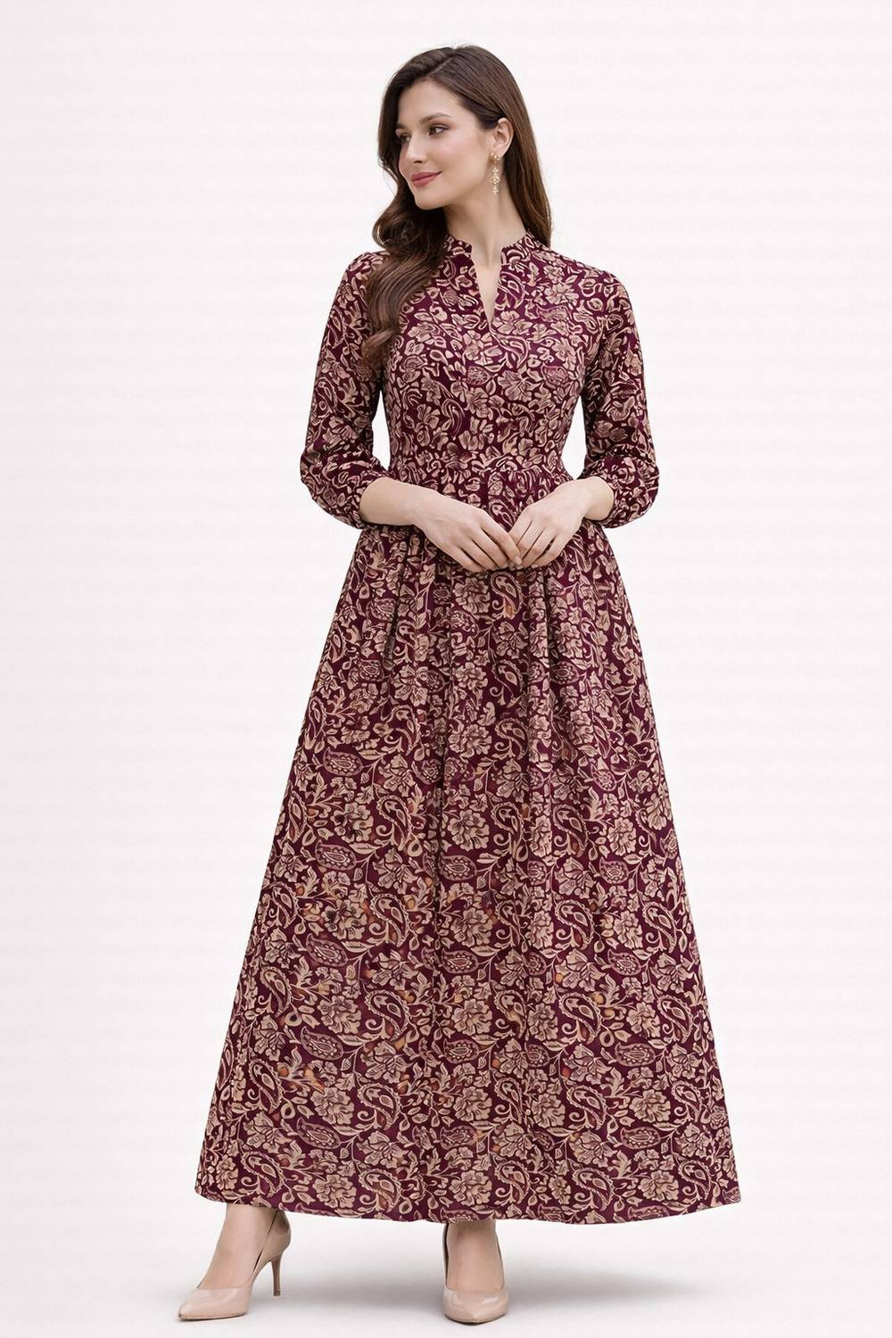 bright nex Women Fit and Flare Multicolor Maxi/Full Length Dress