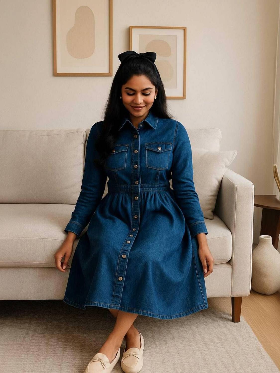 RKK Collection Women Fit and Flare Blue Midi/Calf Length Dress