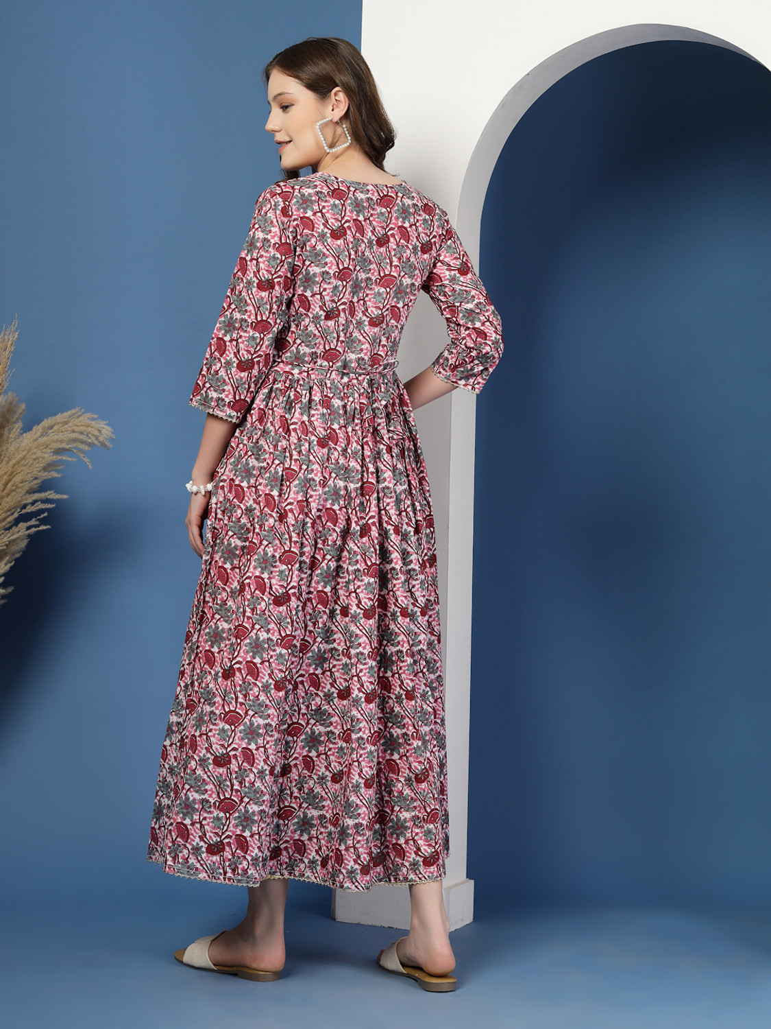 Image of METRONAUT Women Fit and Flare Multicolor Ankle Length Dress