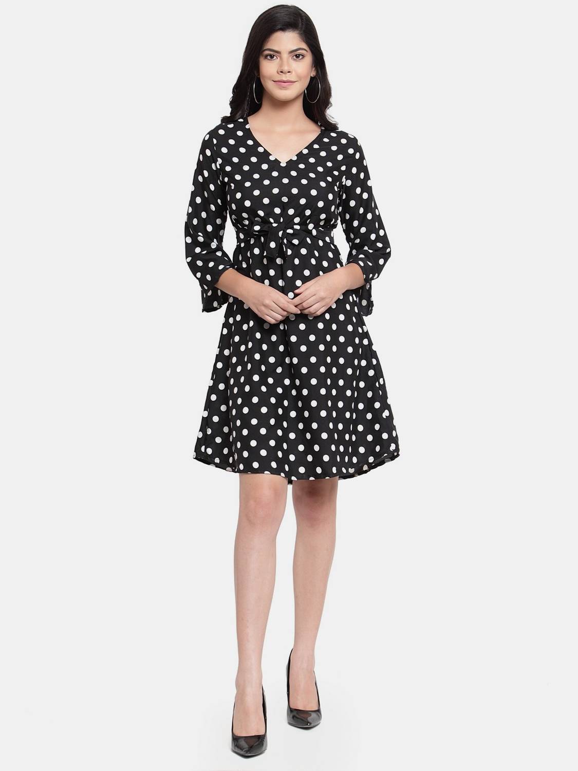 Aarsha Women A-line Black Above Knee/Mid Thigh Length Dress