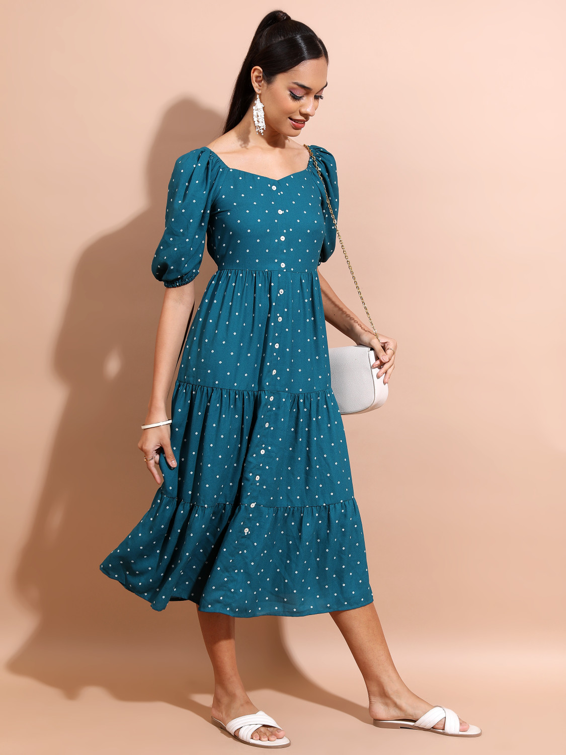 Image of VISHUDH NEW Women Blouson Blue Midi /Calf Length Dress