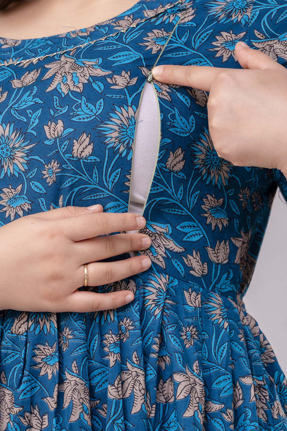 Image of Stylishthreads Women Fit and Flare Blue Midi /Calf Length Dress