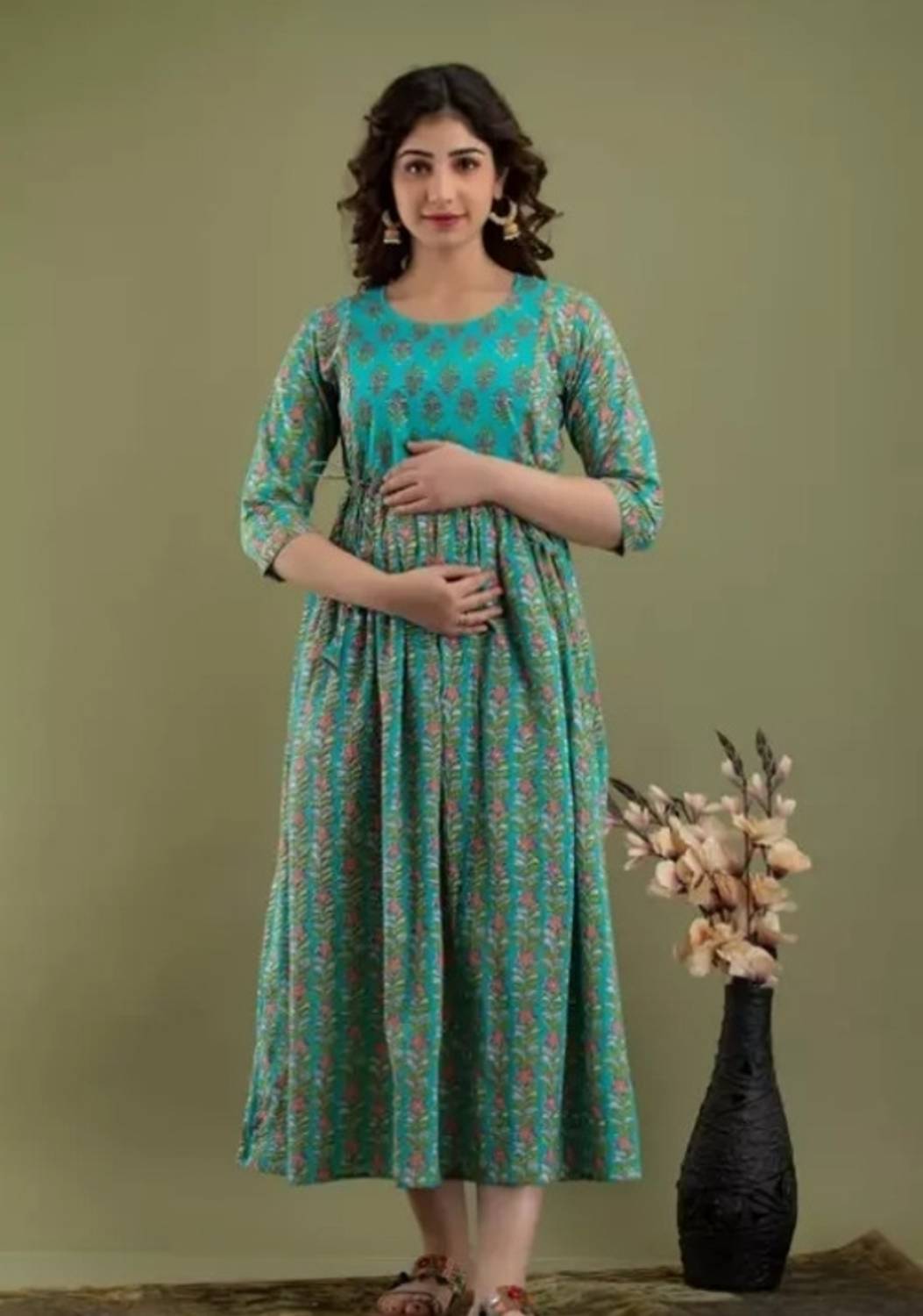 ARKAVYA Women Fit and Flare Multicolor Midi/Calf Length Dress