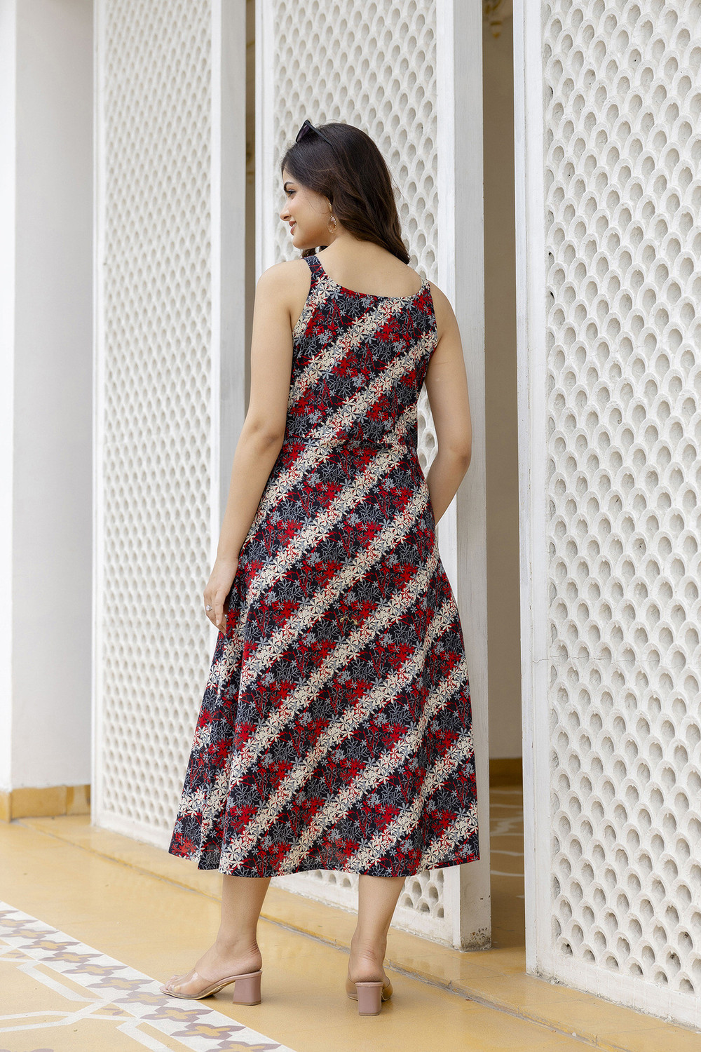 Image of Nayo Women Fit and Flare Black Midi /Calf Length Dress