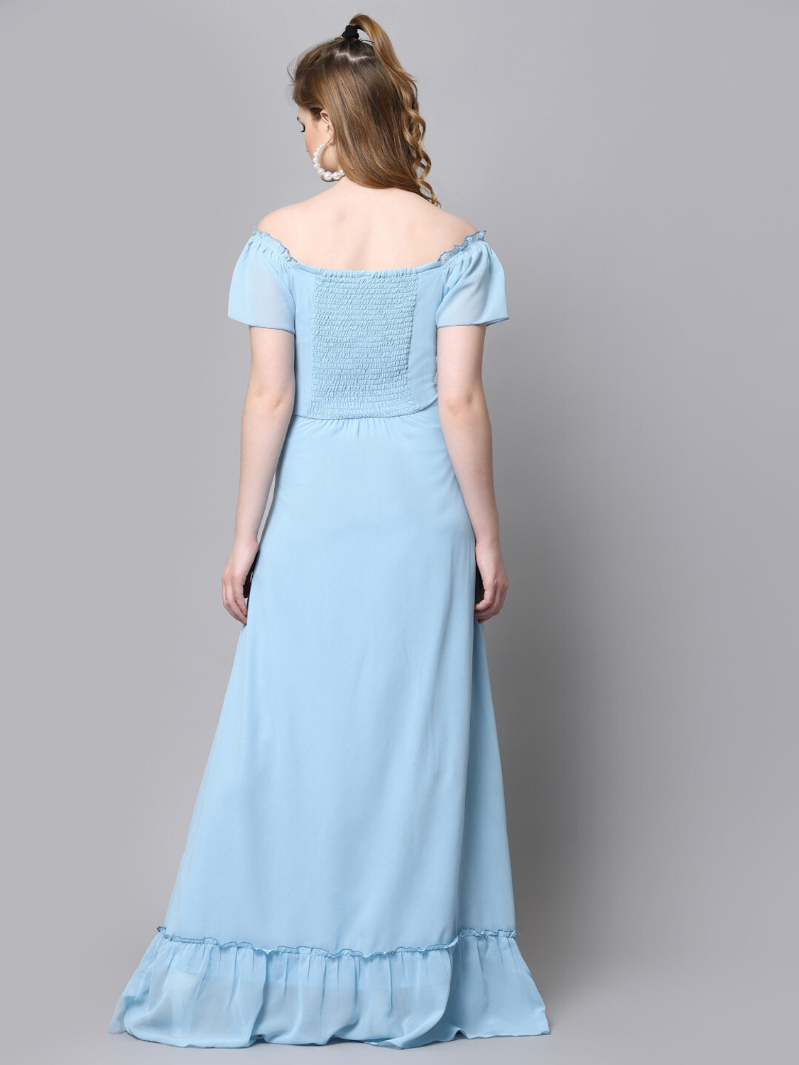 Image of METRONAUT Women Maxi Light Blue Full Length Dress
