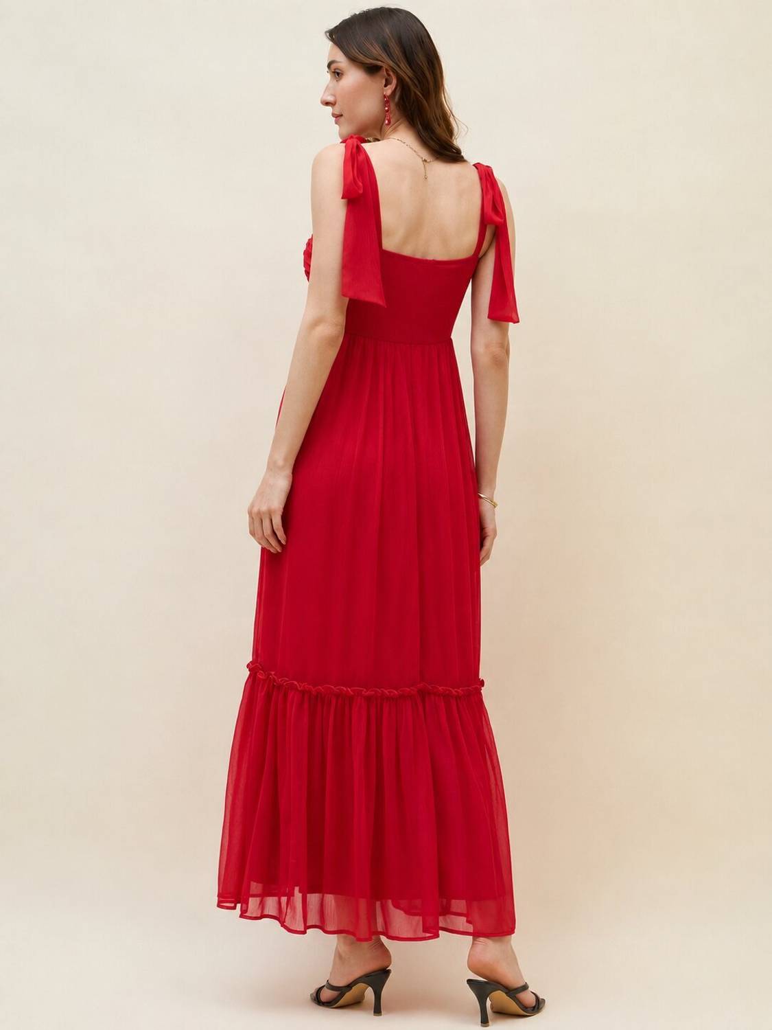 AAYU Women Red Layered Maxi Dress - Image 2
