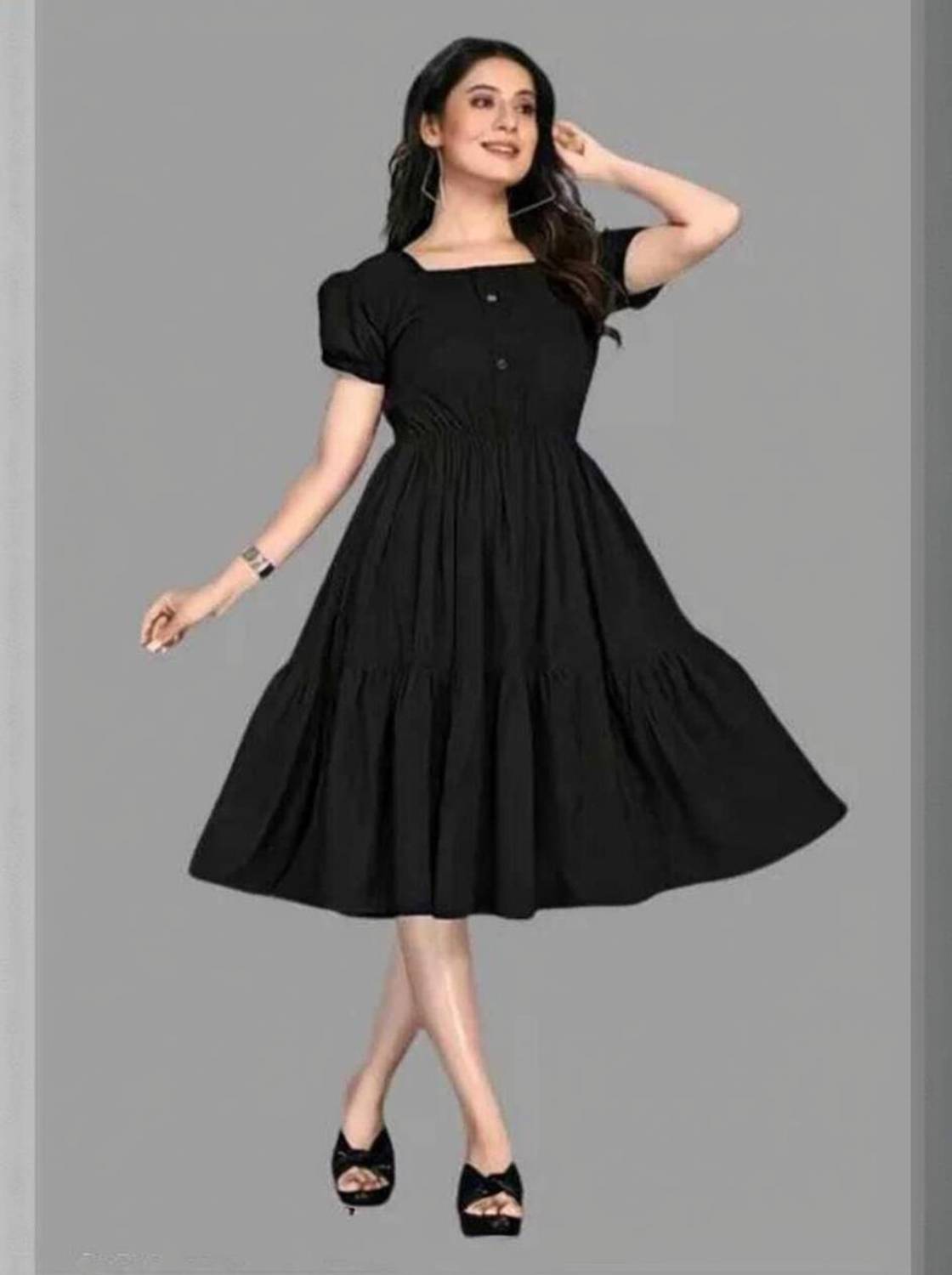 Alastar Women Gown Black Knee Length Dress