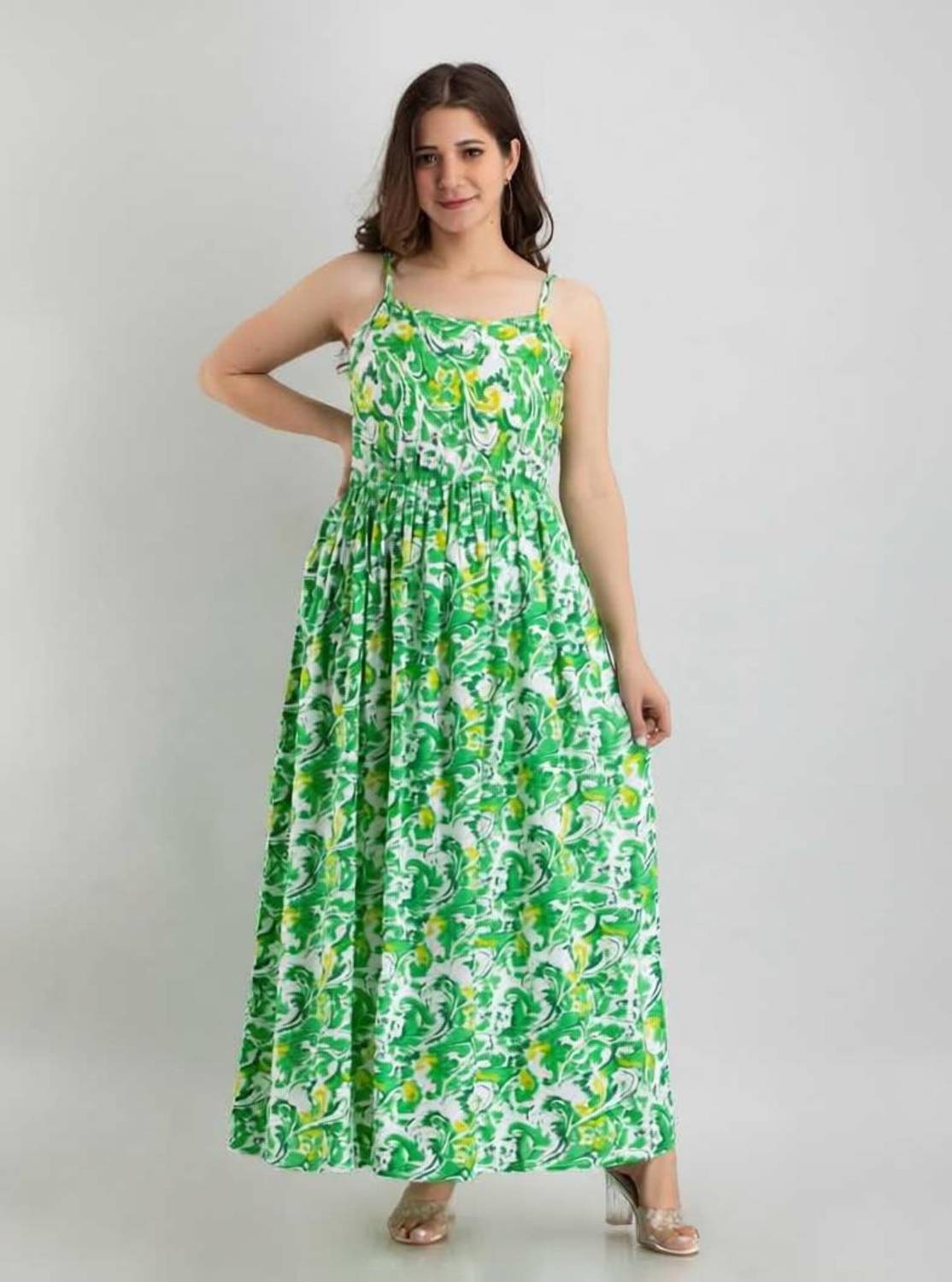 Bhawanaprint Women Skater Light Green Midi/Calf Length Dress