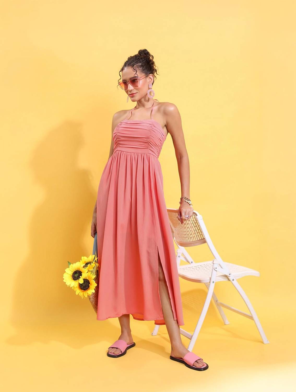 Tokyo Talkies Women Pink Maxi Dress - Image 1
