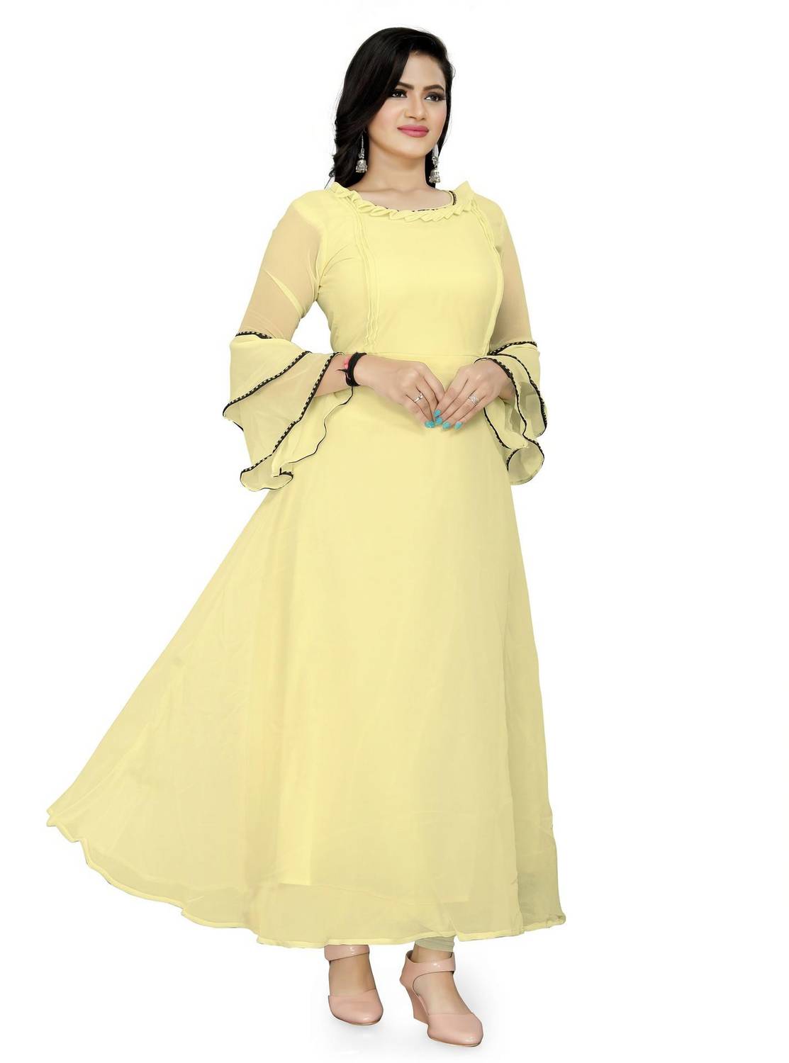 ICYNOSURE Women Maxi Yellow Full Length Dress