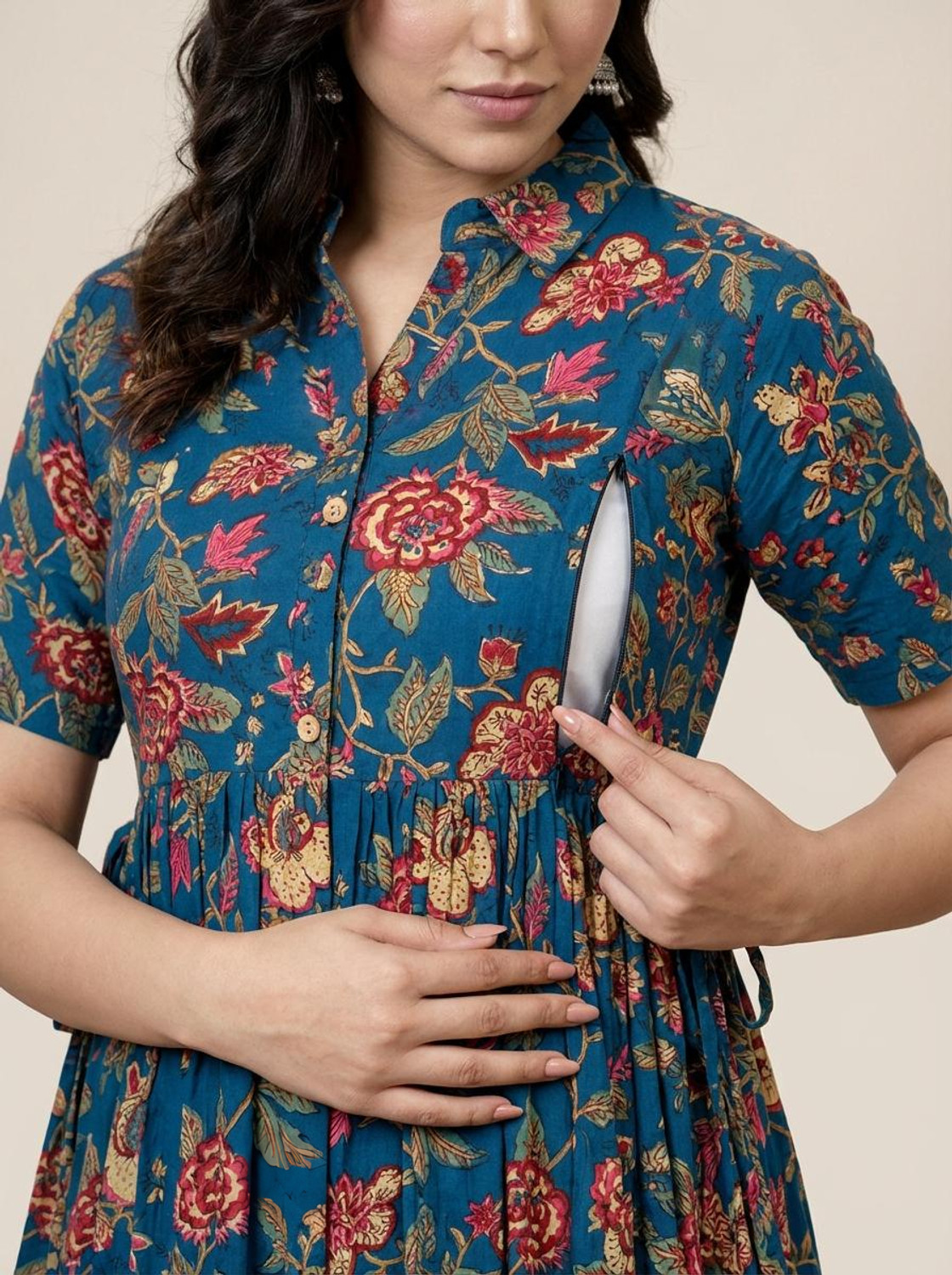 Image of Mialo fashion Women Fit and Flare Dark Blue Below Knee Dress